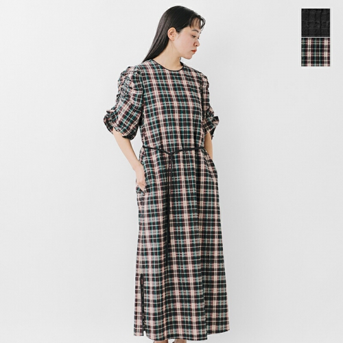 whyto zCg MU[X[u hX ggather sleeve dressh wht25hop4068-mn