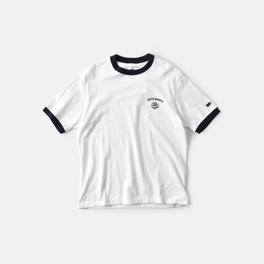 SCYE BASICS TCx[VbNX@vg K[ TVc g30/2 Cotton Jersey Print Ringer T-shirth 5725-21702-mn  