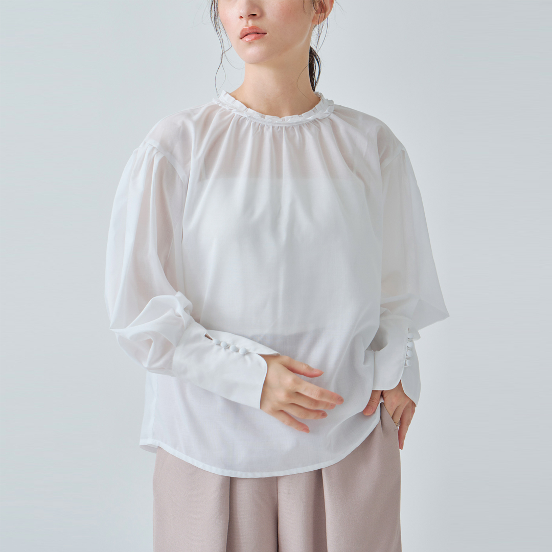 whyto zCg <br>v[cJ[ uEX gpleats collar blouseh wht25hbl4059-mn  