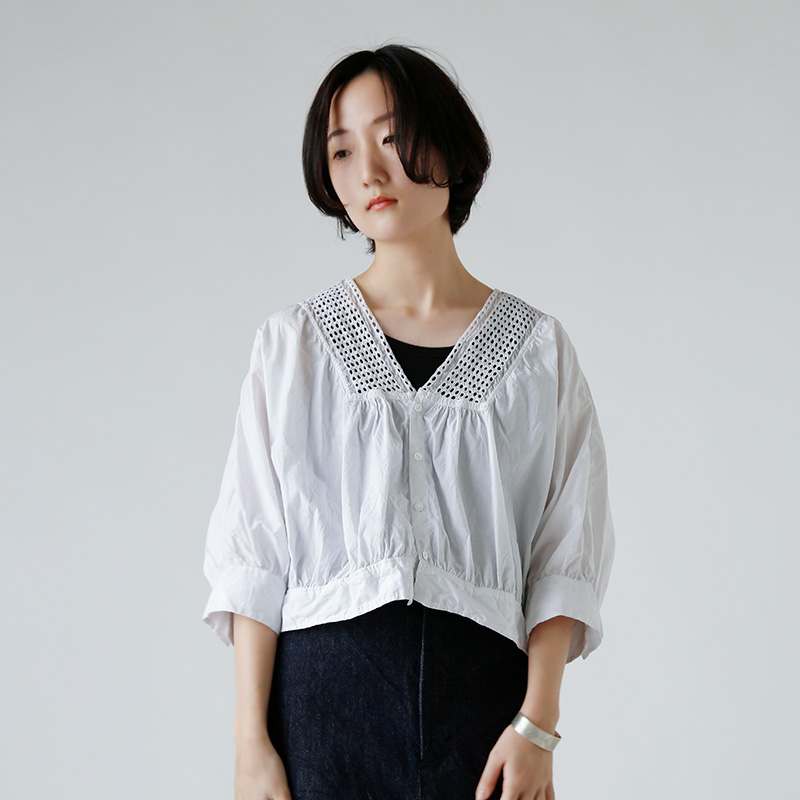 TOUJOURS gDW[ N Rbg y[p[ Vc gNatural Garment Dyed Lace Bolero Shirth tm42ns08  