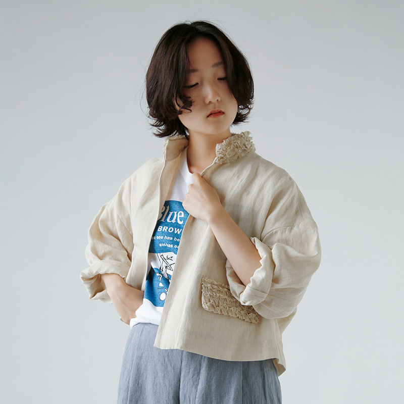 R & D.M.Co- I[h}Ye[[  l t fR[V WPbg gFRILL DECORATION JACKETh 7315