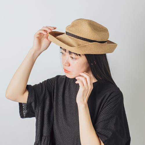 mature ha. }`A[n  {bNX nbg gBOXED HAT 11cm@y[p[u[h [X {  brim lace ribbon / mix brown baseh mbox-n101lrmx-yo  