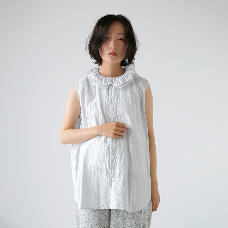 TOUJOURS gDW[  t@C Rbg VN t@C Vc gRuffle Collar Sleeveless Shirth mm42rs02  